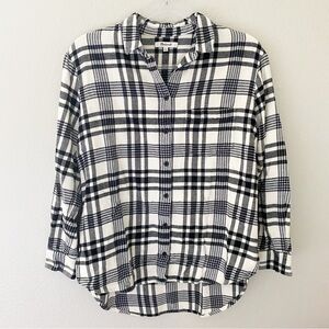 Madewell Plaid Black White Boyfriend Flannel Shirt S